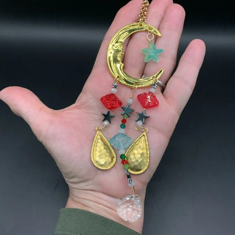 Moon Stars Clouds Prism Colorful Car Charm Suncatcher CC137